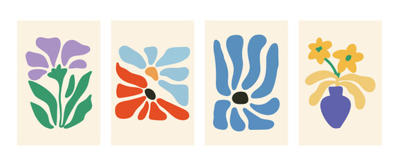 Abstract Floral Panel Set – Colorful Modular Flower Illustrations for Merch, Blogs & Design Bundles