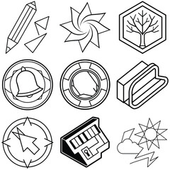 Abstract deconstructed geometric shapes with vibrant color palette