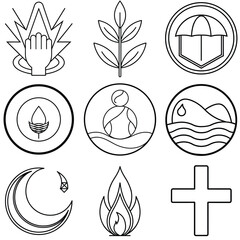 Thin line art diagram of a closed system or process
