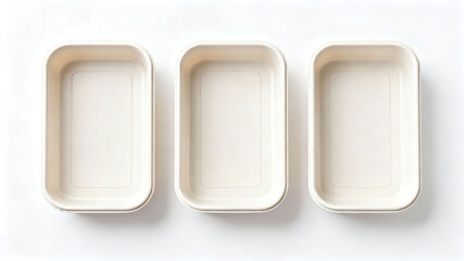 Three Empty Rectangular Food Containers