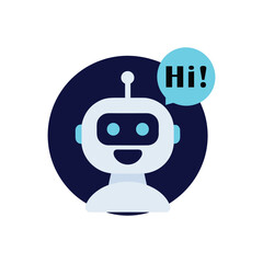 Chatbot Greeting Minimal Vector Icon AI Robot Hi Bubble