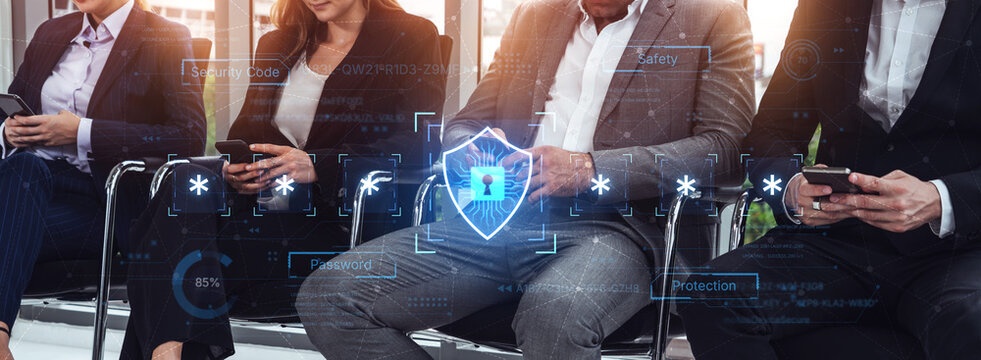 A concept of an advanced cybersecurity system. The futuristic interface shows a multi-factor authentication process using a secure password or PIN for enhanced data protection. Fermion