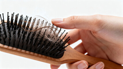 Hair Loss A Hand Holding a Brush Full of Shed Hair