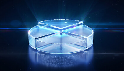 Futuristic 3D Crystal Glass Bar and Pie Charts for Data Visualization
