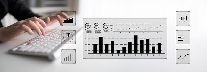 An interface for financial data analysis and stock market reporting. A collection of charts for tracking trends, performance, and investment data. Motif