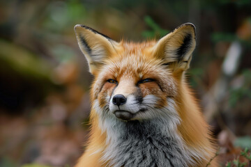 Obraz premium Fox with a mischievous expression in its natural environment