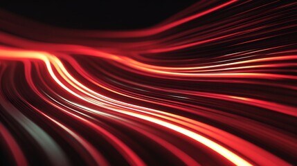 Abstract red light trails flowing across a dark background creating a dynamic and vibrant effect