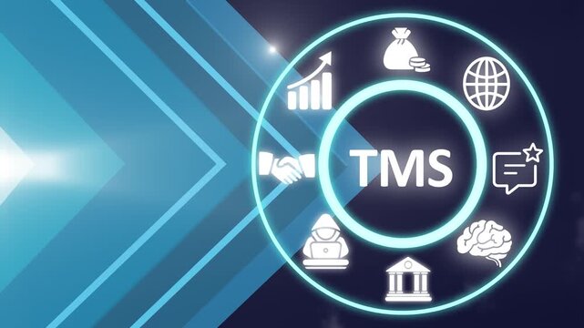 TMS acronym, treasury management system concept. Specialized software solution designed to streamline and optimize the financial activities of a company's treasury function. Showing TMS icons concept.
