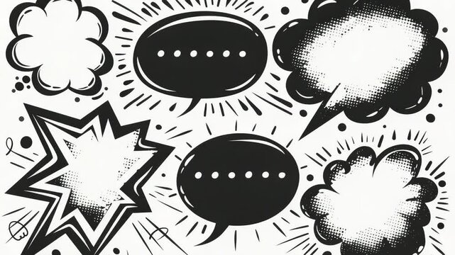 Video Colorful s of speech bubbles with various phrases and emotions