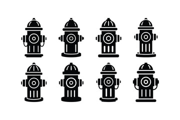 Fire Hydrant Silhouette Icons Set Vector