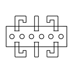 Connector with six pins and locking mechanisms outline