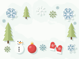Winterthemed flat icons border on a light textured background