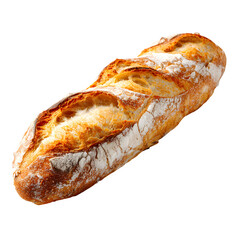 Freshly baked baguette on white background