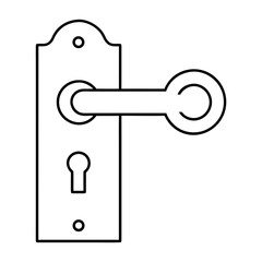 Illustration of a simple door handle and keyhole plate