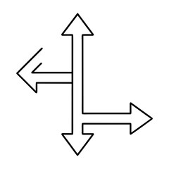 Illustration of four direction arrows pointing out