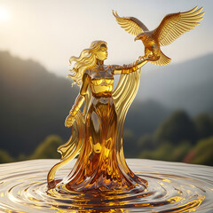 Serene Goddess with Golden Eagle