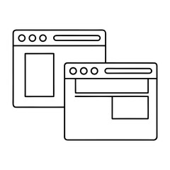 Two browser windows with standard layout outline