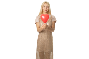 Girl Holding Heart Balloon