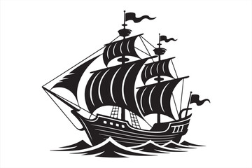 Historical sailing ship vector for adventure and exploration themes