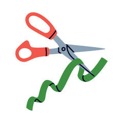 Pair of Scissors as Hand-operated Shearing Tool Vector Illustration