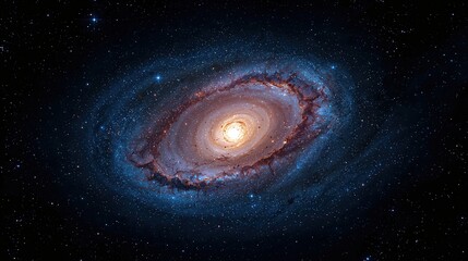 A stunning cosmic spiral displays a luminous core amidst a sea of distant stars and stardust.