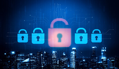 Digital security concept illustrating a cybersecurity breach, with a red unlocked padlock indicating data exposure among secure systems, emphasizing system vulnerability and risk Vouch