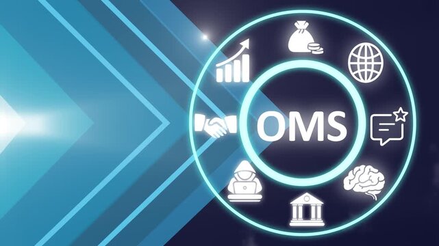 OMS Order management system concept for inventory management and order processing. Business concept background, motion graphics. 4K