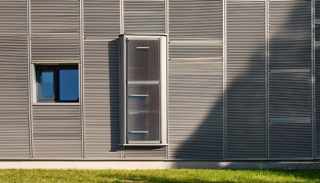 modern ventilated ceramic facade with repeating window grid and shadows
