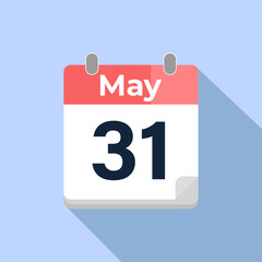 Fototapeta premium May 31 Vector Calendar Modern flat color vector calendar with date