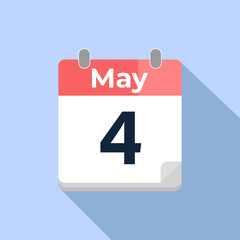 May 4 Vector Calendar
Modern flat color vector calendar with date