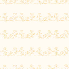 Elegant floral border seamless pattern. Minimalist line flower design. Ideal for stationery, packaging, wallpapers, textiles, invitations, wedding themes, and decorative design projects.