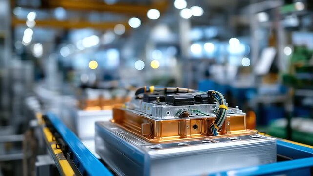 Lithium ion high voltage battery component for electric vehicle or hybrid car battery module for automotive industry on production line high capacity battery production inside