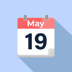 May 19 Vector Calendar
Modern flat color vector calendar with date