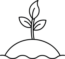 Small plant sprout line drawing on clean background isolated on transparent background
