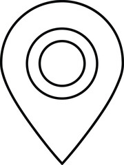 Map location pin outline icon for navigation apps isolated on transparent background