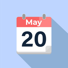 May 20 Vector Calendar
Modern flat color vector calendar with date