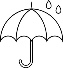 Keep dry packaging symbol with rain drops line art icon isolated on transparent background