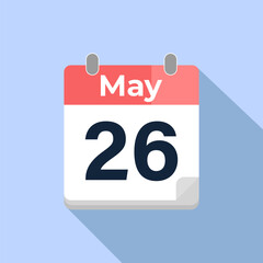 May 26 Vector Calendar
Modern flat color vector calendar with date
