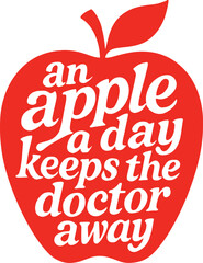 An Apple A Day Keeps The Doctor Away Scalable SVG Vector Graphic with Editable Paths and Layers for Web, UI Design, Digital Art, and Print Applications
