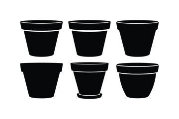 Plant Pot Silhouette Minimal Vector Set