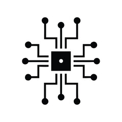 Microchip Circuit Minimal Vector Icon CPU Processor