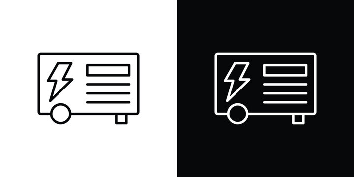 Electric generator icon line drawing clipart symbol. Vector illustration