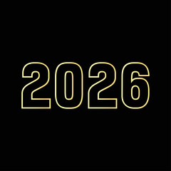 Golden year two thousand and twenty six on a black background for new year celebration design element
