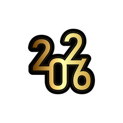 Golden and black stylized number twenty twenty three on a white isolated background design element
