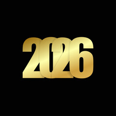 Golden year two thousand twenty six on a black background for new year celebration and events design
