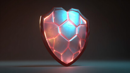 Broken glass heart glowing as a heart shaped hole in a dark wall with electric light energy