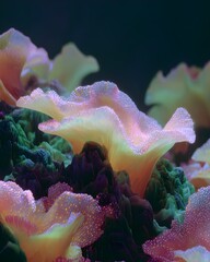 glowing abstract coral-like forms with vibrant bioluminescent colors bio background
