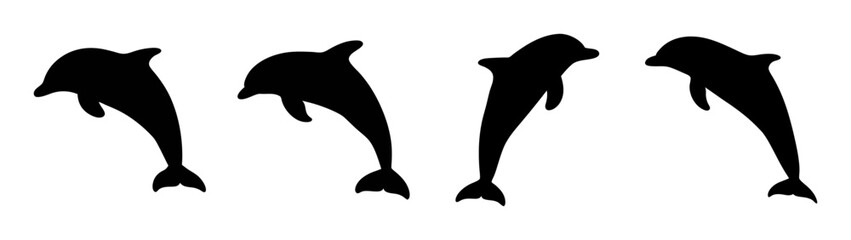 Dolphin silhouette vector art jumping dolphins ocean animal marine life aquatic mammal sea creature design graphic
