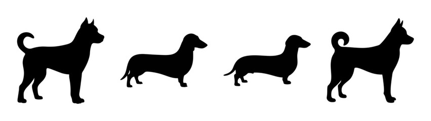 Silhouette illustration of doberman pinscher dogs standing and walking vector art design graphic