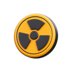 3D Nuclear Radiation Warning Hazard Icon Isolated on Transparent Background for Safety Awareness